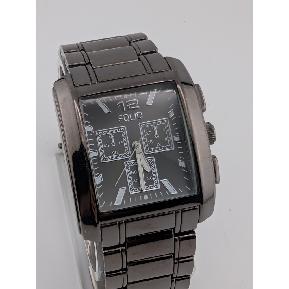 Folio Men's Watch 36mm Case Black 7.5" Band- New Battery